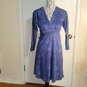 PATAGONIA Dress Wrap Front Long Sleeve Print Casual Athleisure Blue S Beach sexy